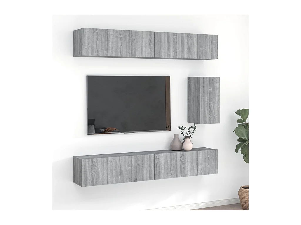 Ensemble de meubles TV 7 pièces Sonoma gris Bois d'ingénierie