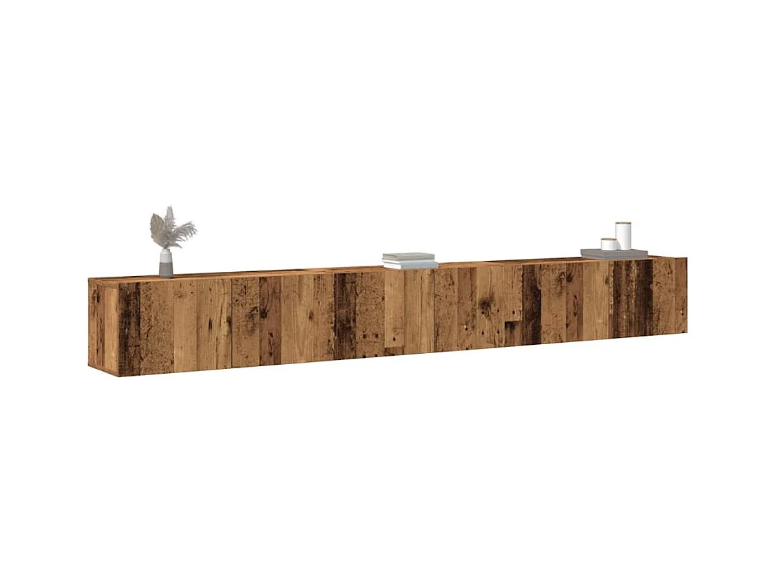 Conjunto de mueble de TV 3 piezas montado la pared madera vieja