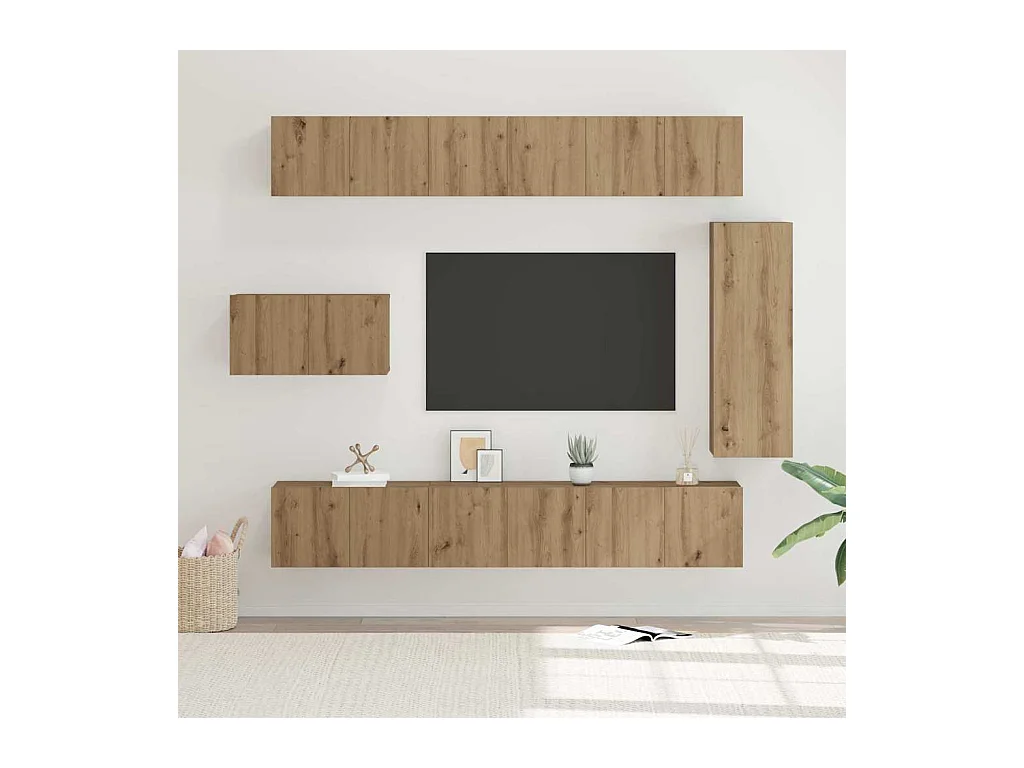 Tv-meubelset 8 pcs artisanaal eikenkleurig 30.5 x 30 x 90 cm