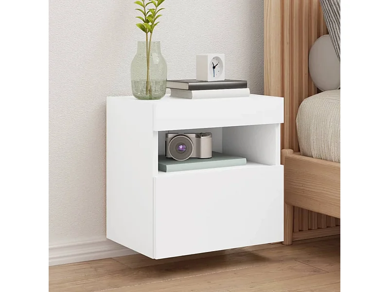 Meubles TV muraux avec lumières LED 2 pièces blanc 40x30x40 cm