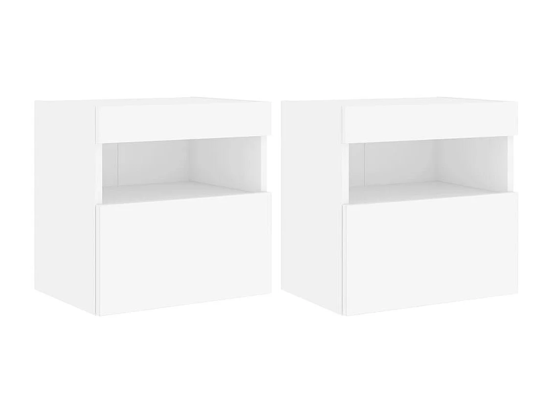 Meubles TV muraux avec lumières LED 2 pièces blanc 40x30x40 cm