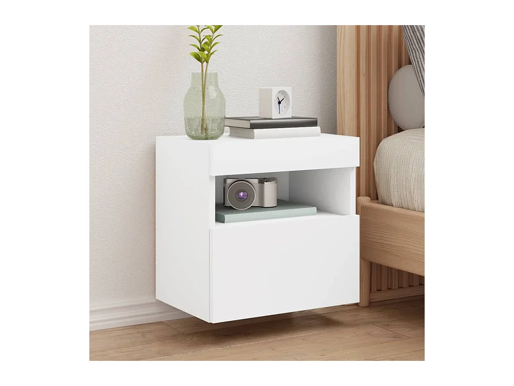 Meubles TV muraux avec lumières LED 2 pièces blanc 40x30x40 cm