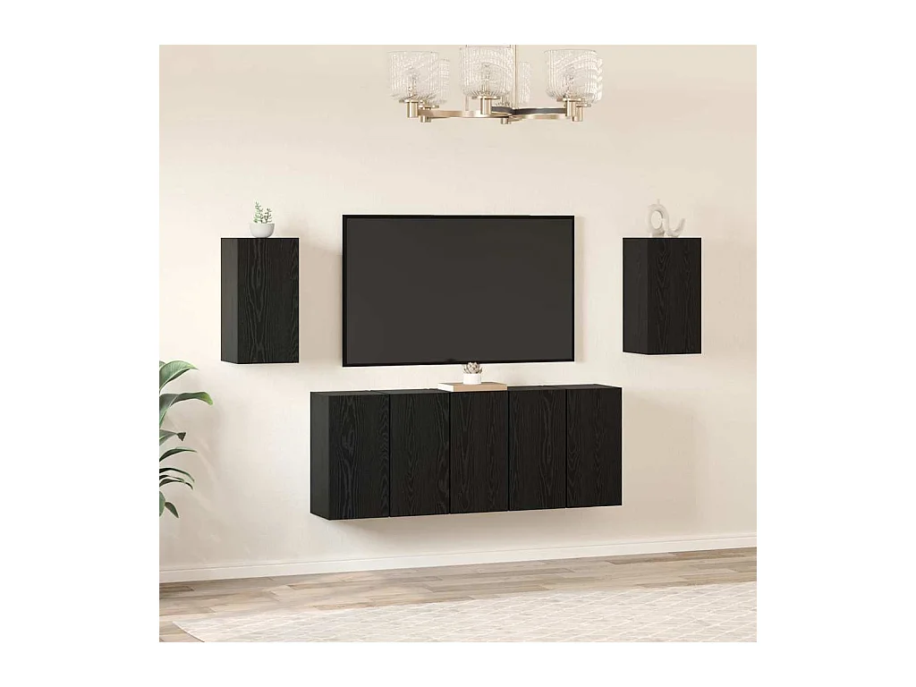 Ensemble meuble TV 7 pièces Chêne noir 30.5 x 30 x 60 cm