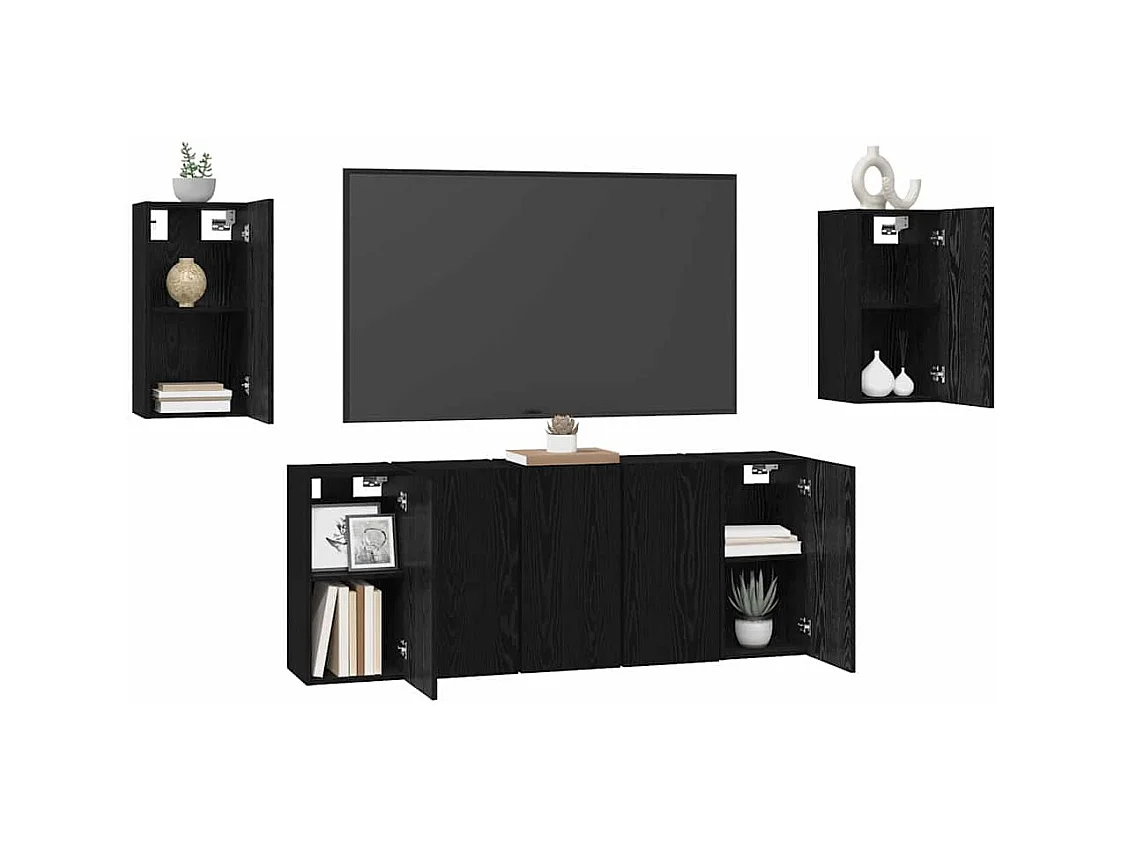 Ensemble meuble TV 7 pièces Chêne noir 30.5 x 30 x 60 cm