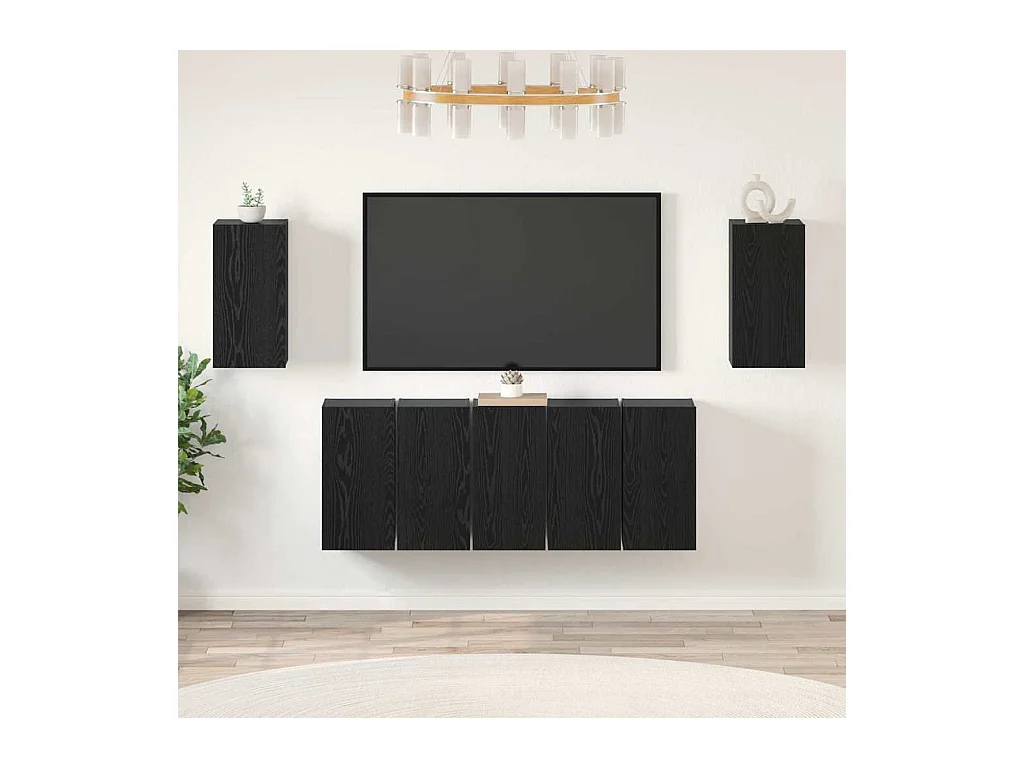Ensemble meuble TV 7 pièces Chêne noir 30.5 x 30 x 60 cm