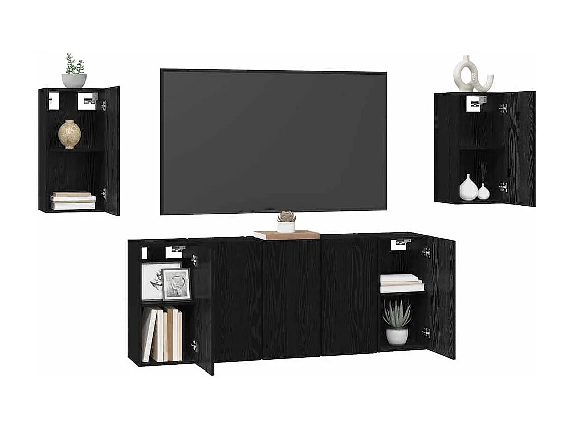 Ensemble meuble TV 7 pièces Chêne noir 30.5 x 30 x 60 cm