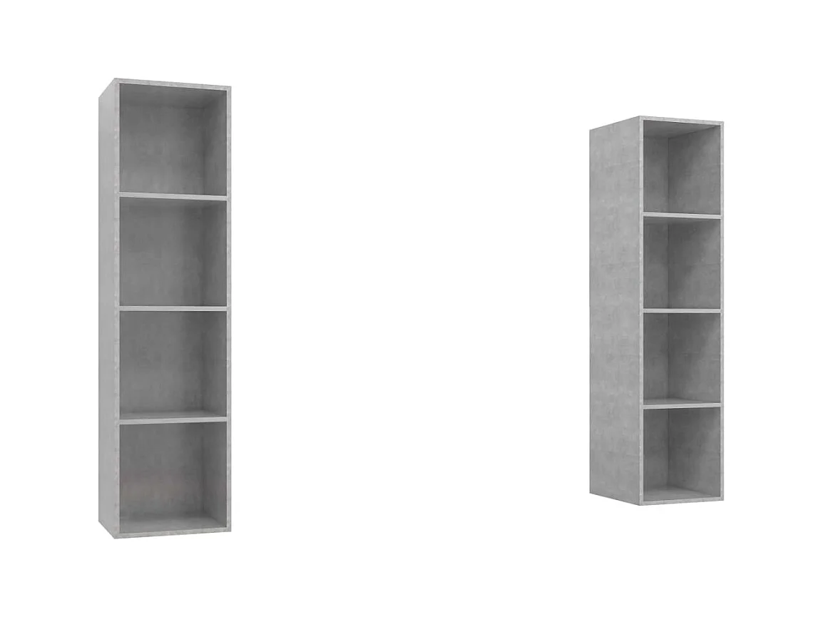 Meubles TV muraux 2 pièces Gris béton Bois d'ingénierie