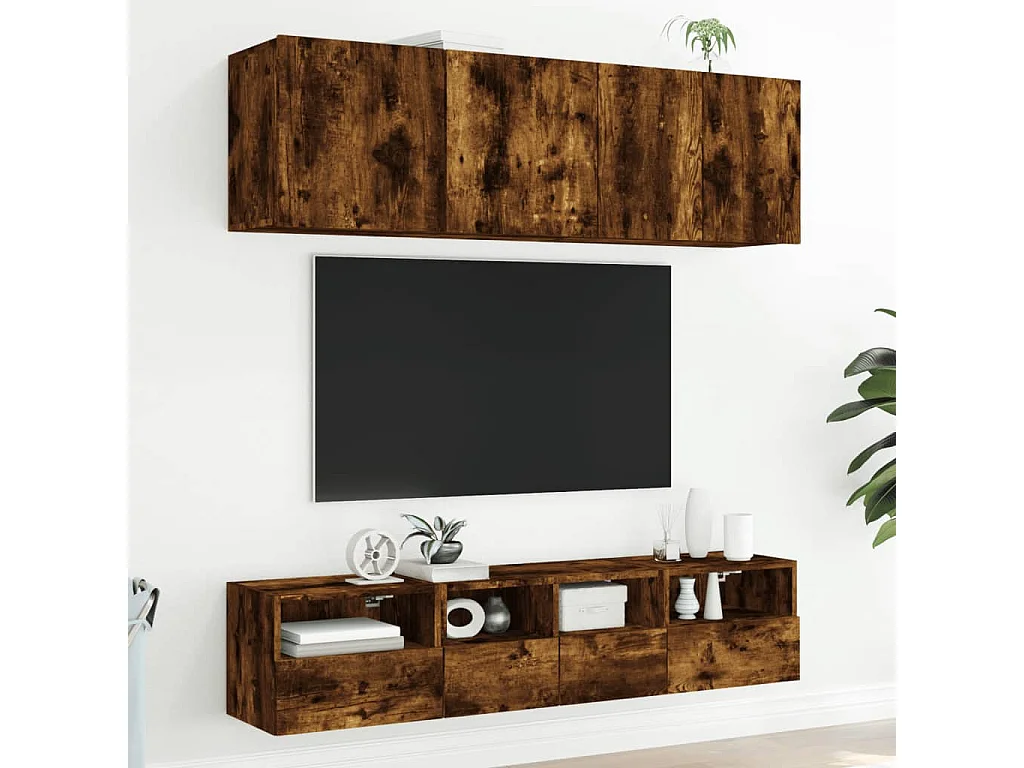 Muebles de pared para TV 2 uds madera roble ahumado 40x30x30 cm