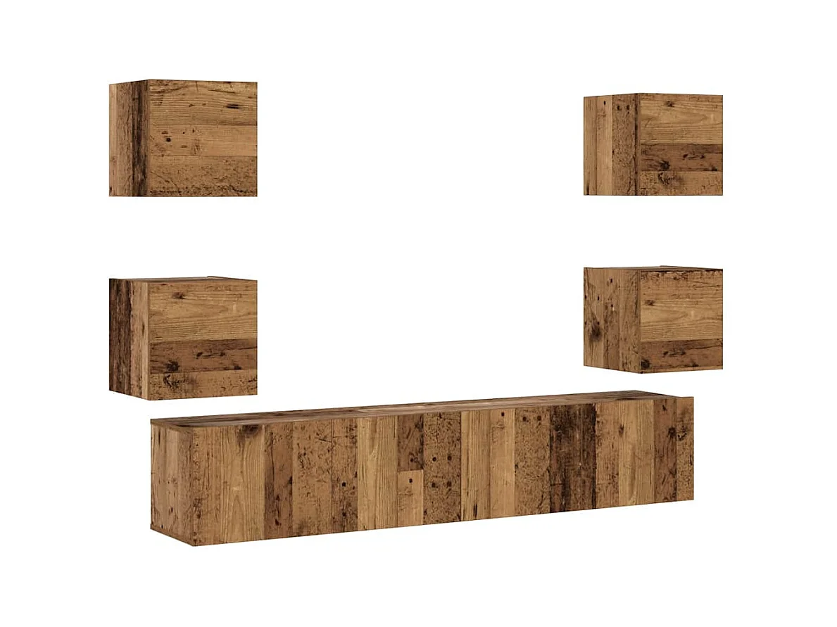Meubles TV muraux 6 pièces vieux bois bois d'ingénierie