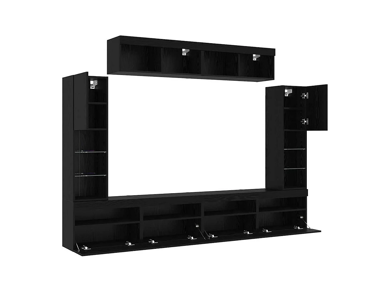 Ensemble de meuble TV mural 6 pièces Chêne noir 30.5 x 30 x 102 cm