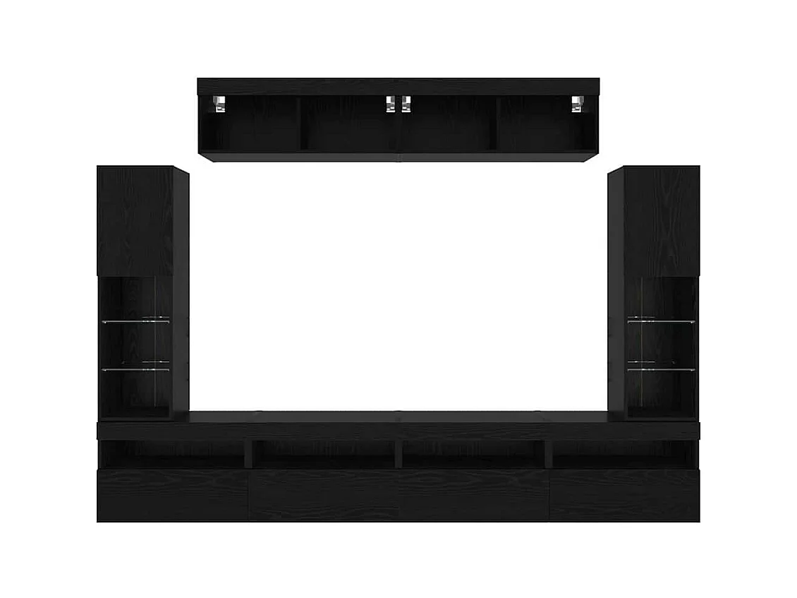 Ensemble de meuble TV mural 6 pièces Chêne noir 30.5 x 30 x 102 cm
