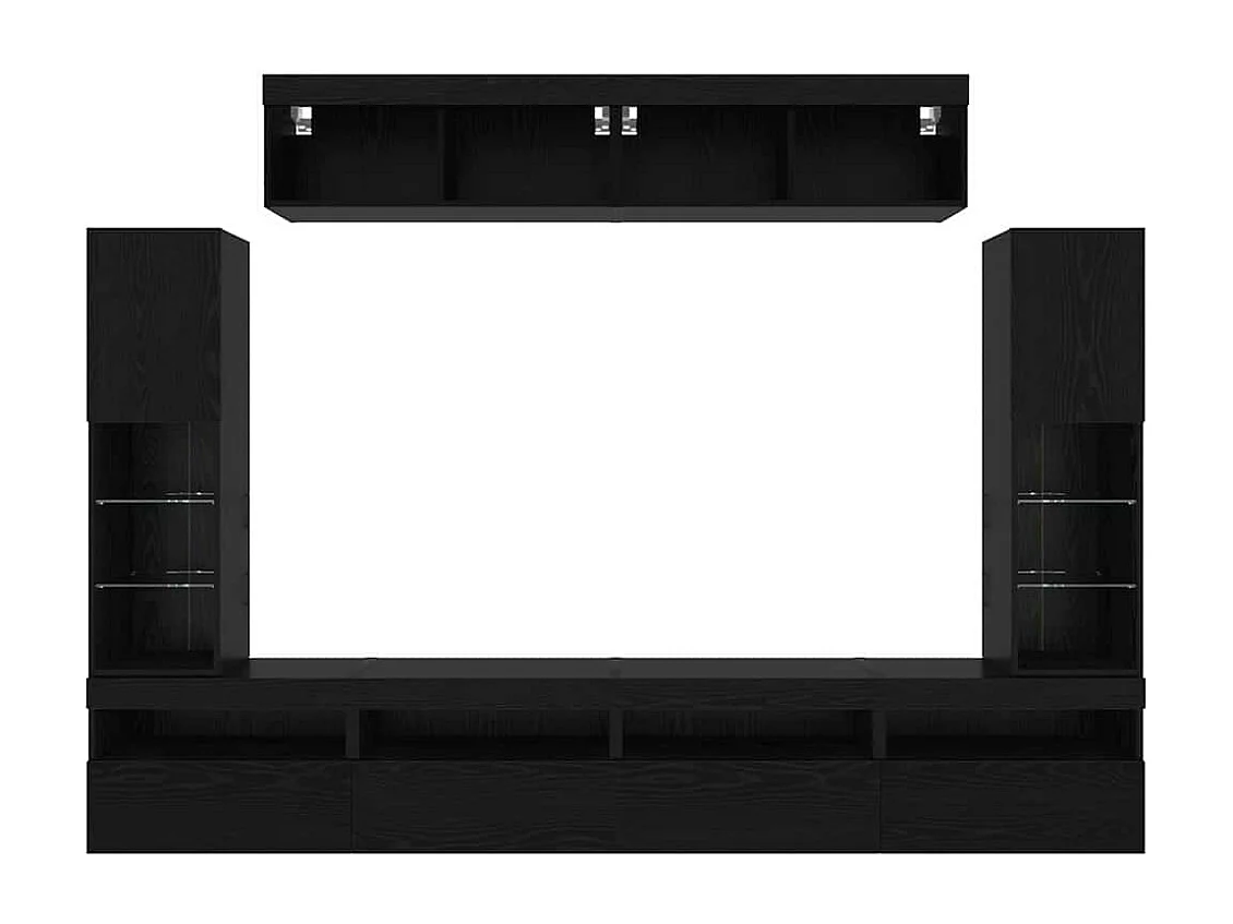 Tv Wandkast Set 6 pcs Zwart eiken 30.5 x 30 x 102 cm