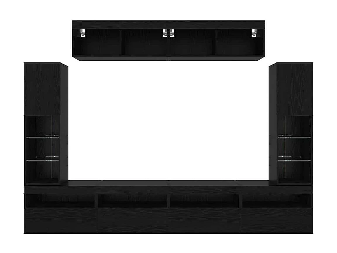 Tv Wandkast Set 6 pcs Zwart eiken 30.5 x 30 x 102 cm