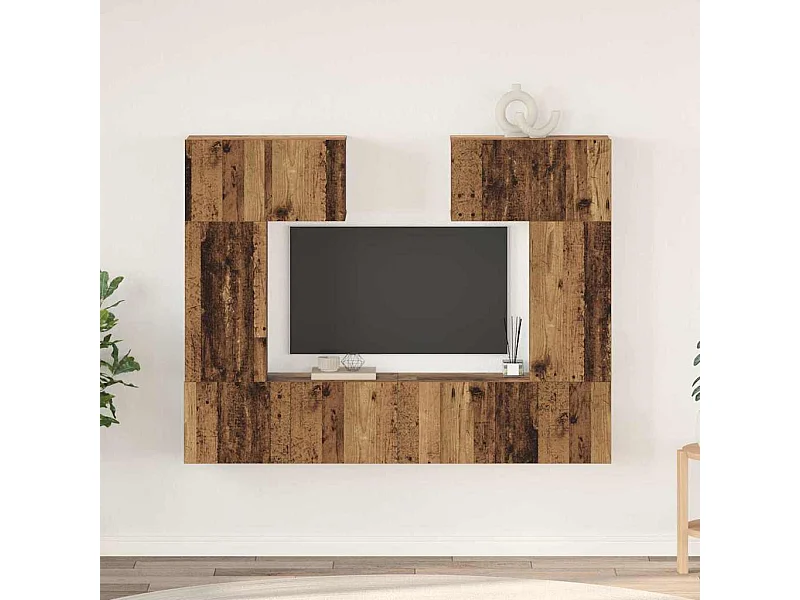 Ensemble meuble TV 6 pièces Bois ancien 80 x 30 x 30 cm