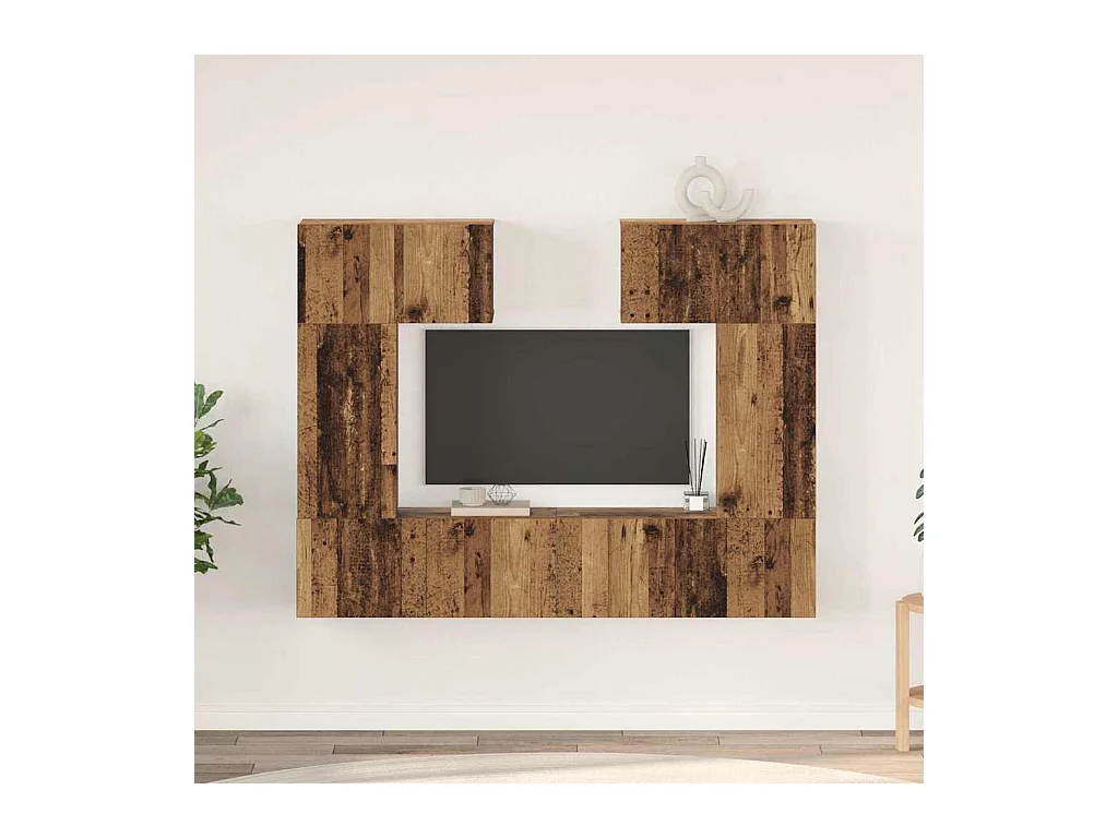 Ensemble meuble TV 6 pièces Bois ancien 80 x 30 x 30 cm