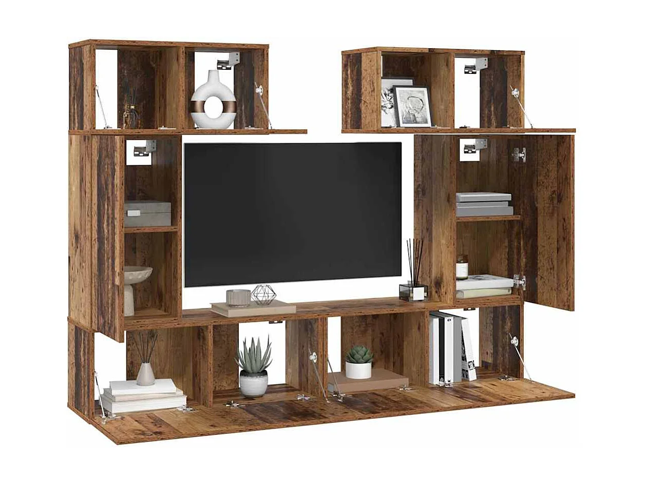 Ensemble meuble TV 6 pièces Bois ancien 80 x 30 x 30 cm