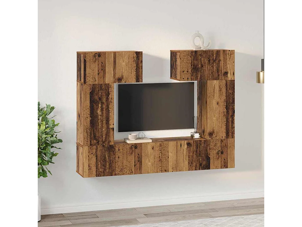 Ensemble meuble TV 6 pièces Bois ancien 80 x 30 x 30 cm