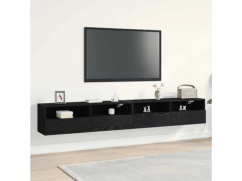 Mueble de TV Montado en la Pared 2 pcs Roble negro