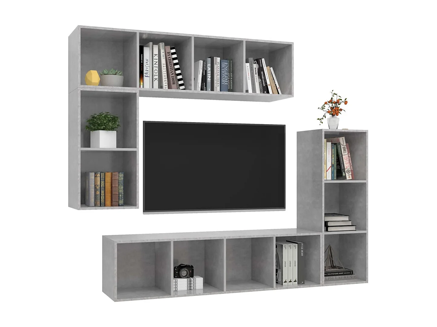 Ensemble de meubles TV 4 pièces Gris béton Bois d'ingénierie