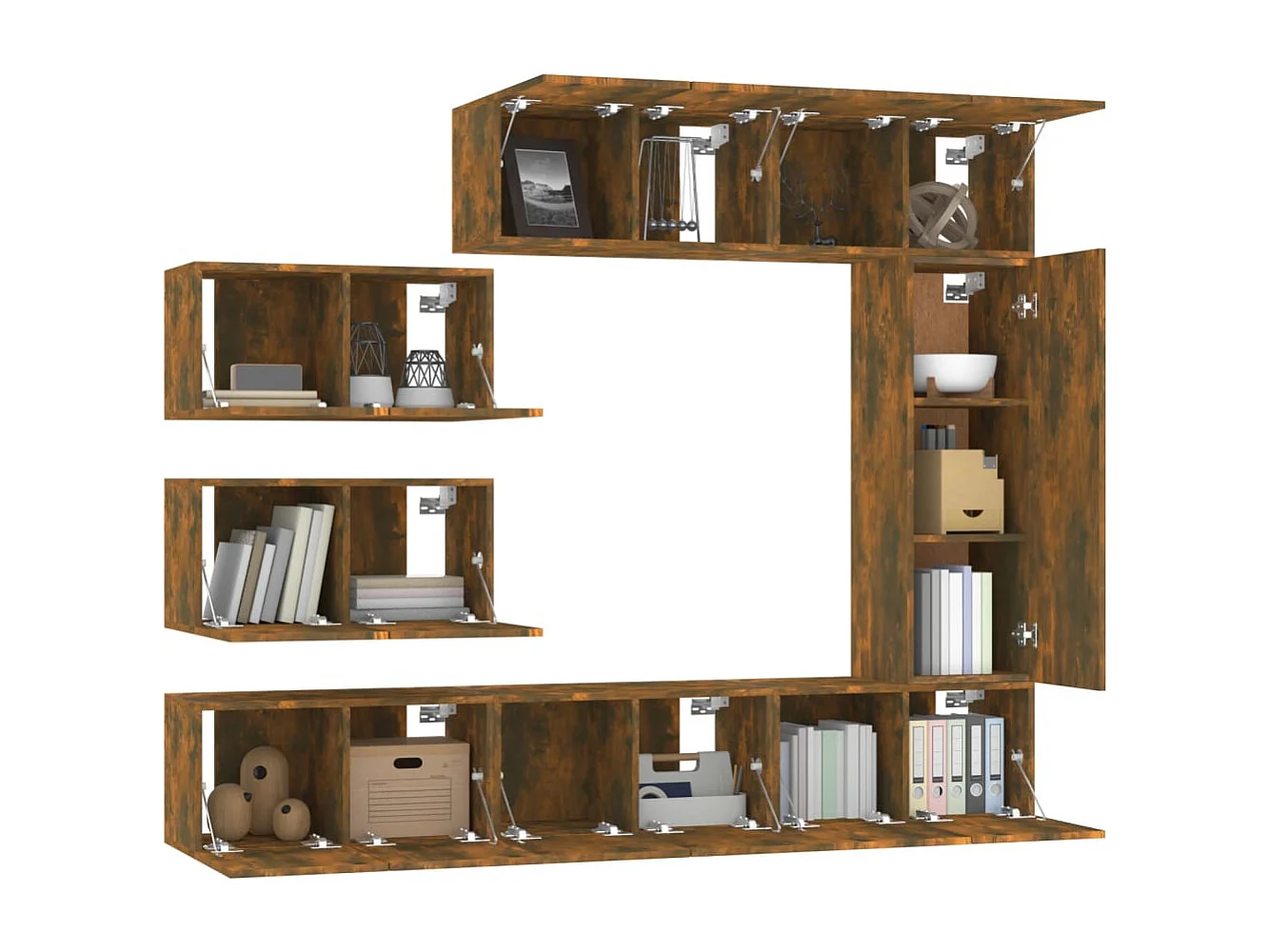 Ensemble de meubles TV 8 pièces Chêne fumé Bois d'ingénierie