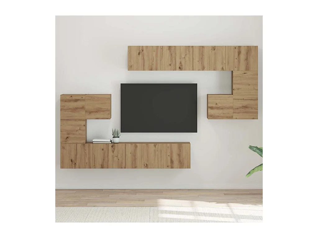 Conjunto de mueble de TV 8 pcs Roble artisan