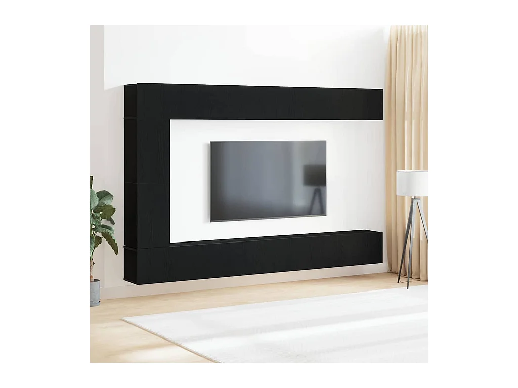 Ensemble meuble TV 9 pièces Chêne noir 30.5 x 30 x 110 cm