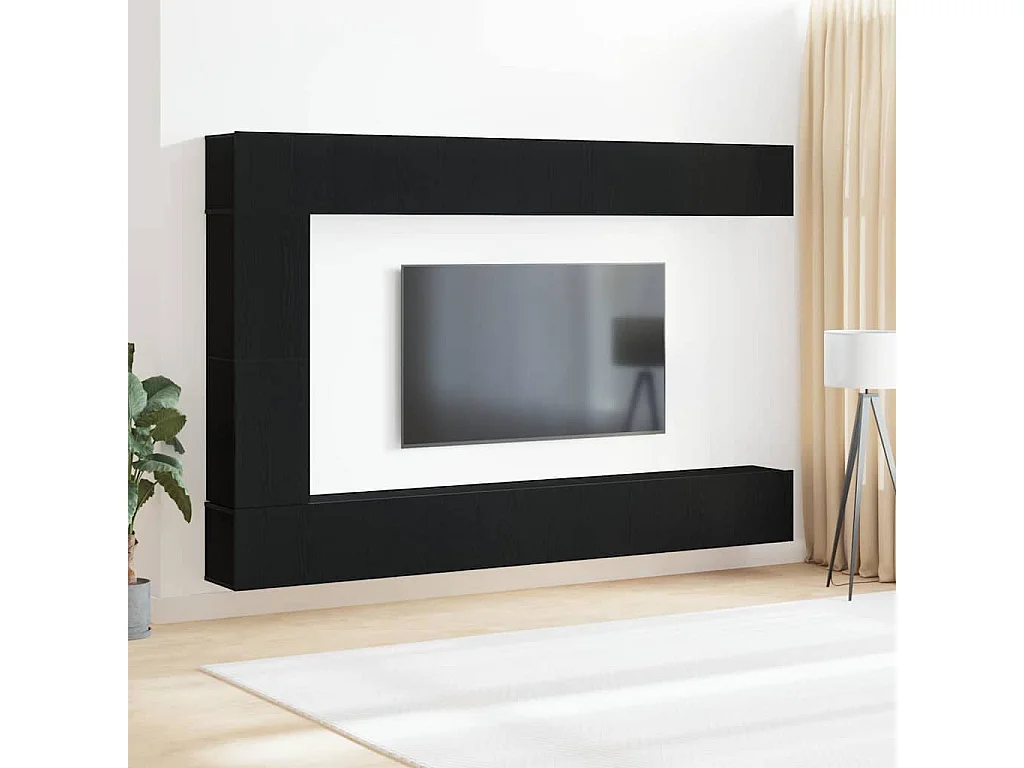 Ensemble meuble TV 9 pièces Chêne noir 30.5 x 30 x 110 cm