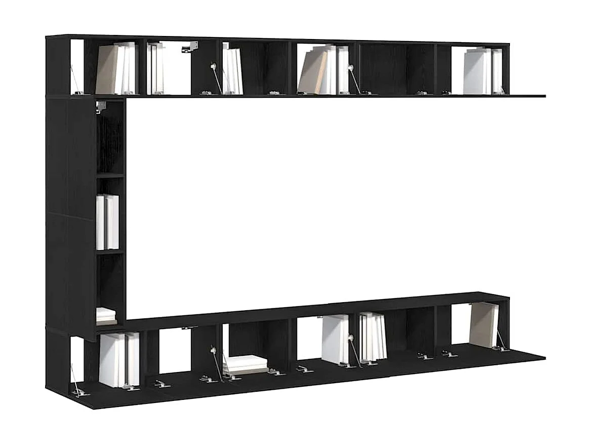 Ensemble meuble TV 9 pièces Chêne noir 30.5 x 30 x 110 cm