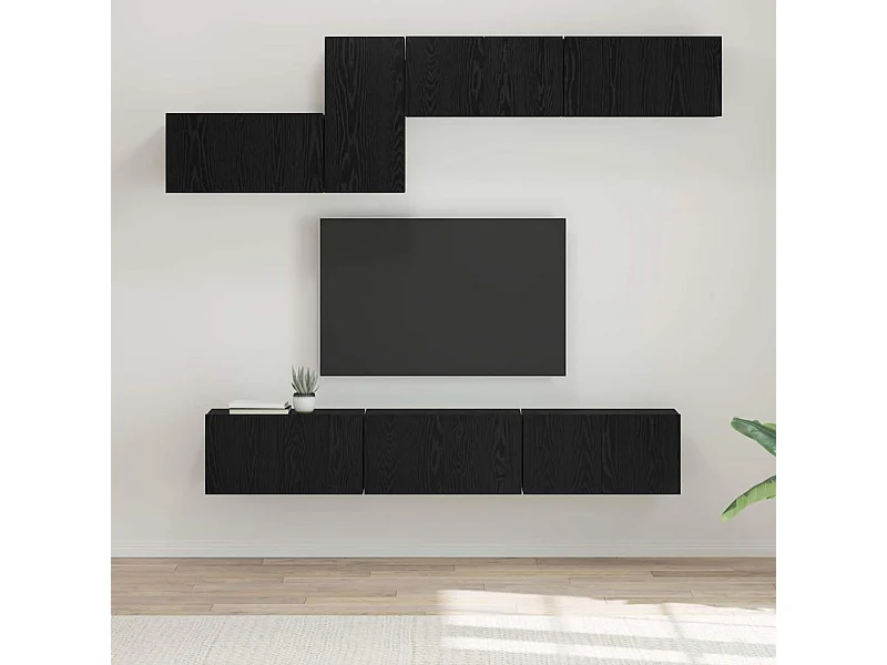 Ensemble meuble TV 7 pièces Chêne noir 60 x 30 x 30 cm