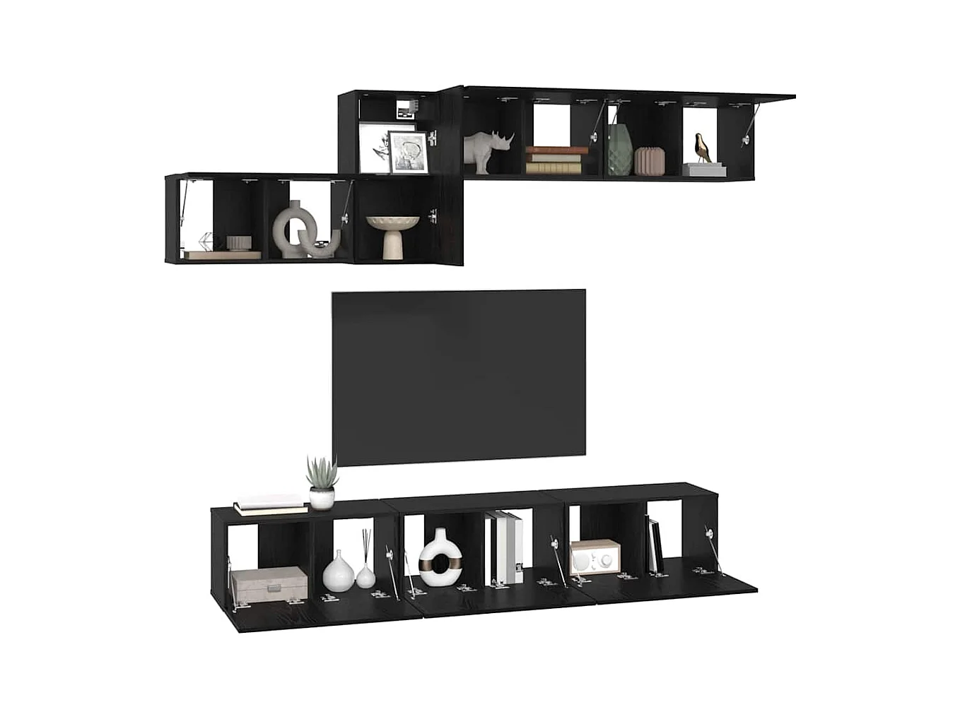 Ensemble meuble TV 7 pièces Chêne noir 60 x 30 x 30 cm