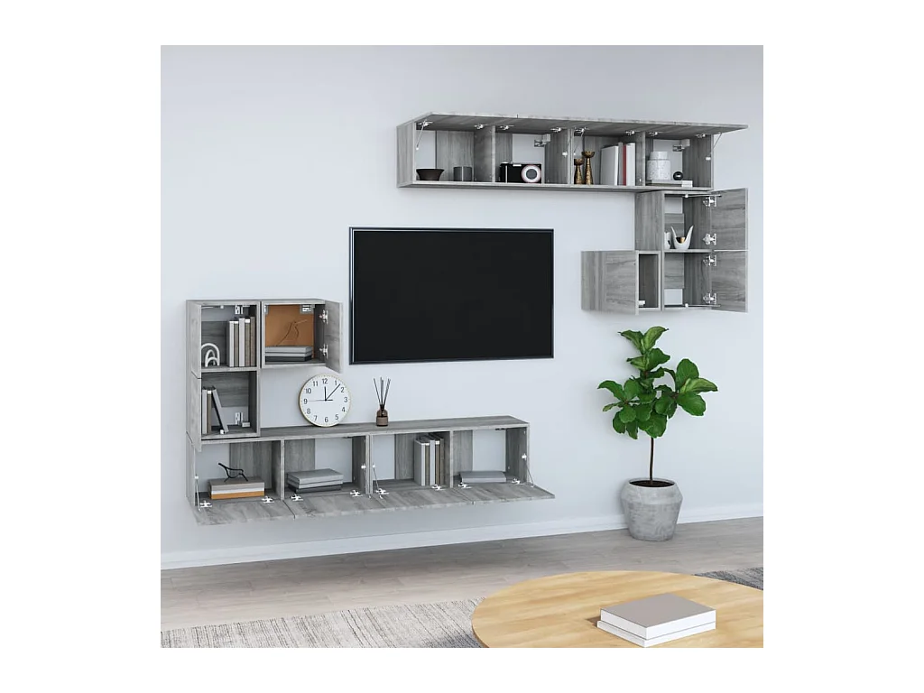 Meuble TV mural Sonoma gris Bois d'ingénierie