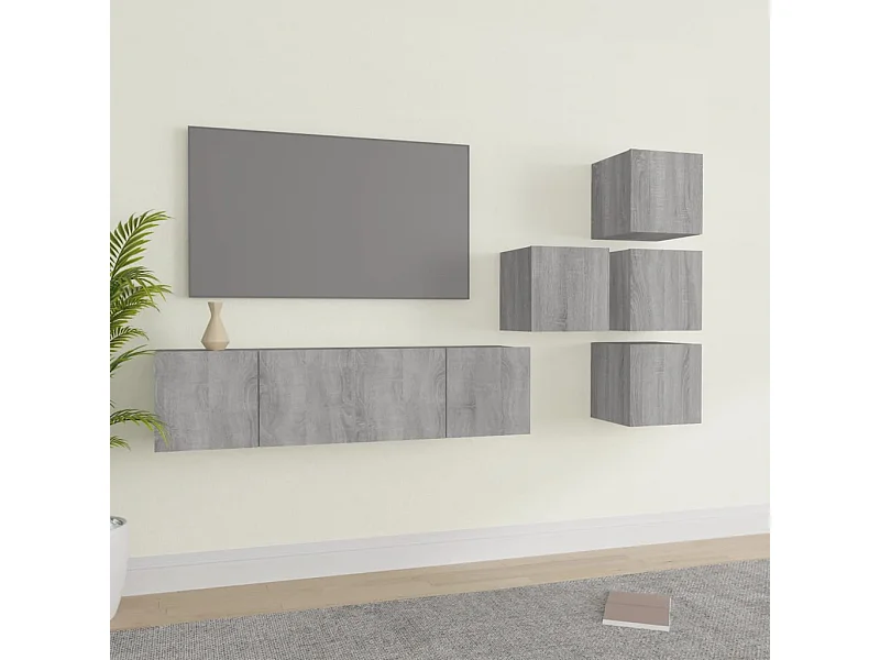 Ensemble de meubles TV 6 pièces Sonoma gris Bois d'ingénierie