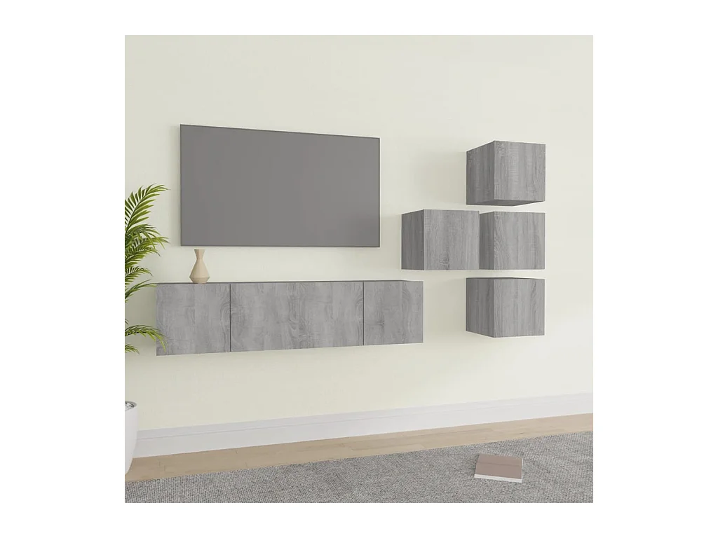 Ensemble de meubles TV 6 pièces Sonoma gris Bois d'ingénierie