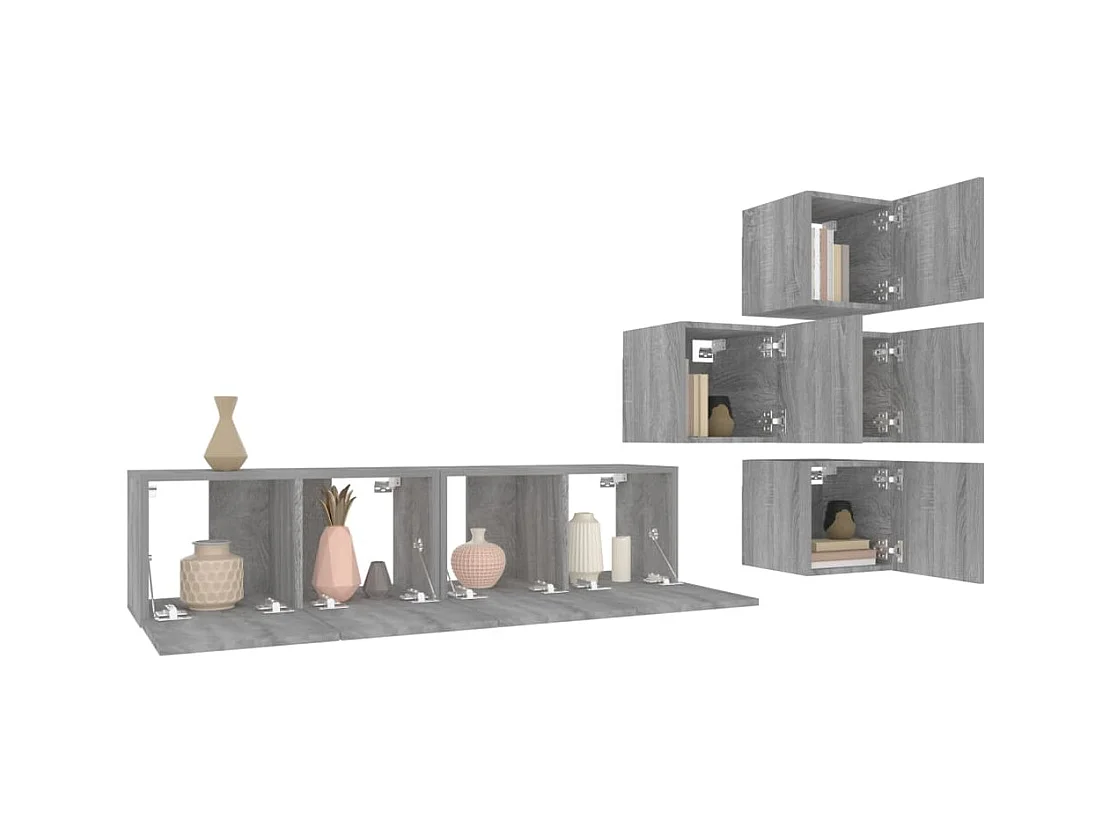 Ensemble de meubles TV 6 pièces Sonoma gris Bois d'ingénierie