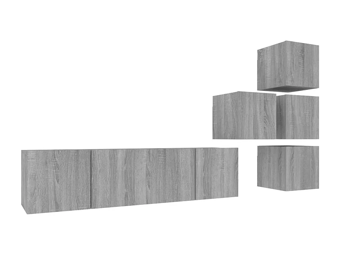 Ensemble de meubles TV 6 pièces Sonoma gris Bois d'ingénierie