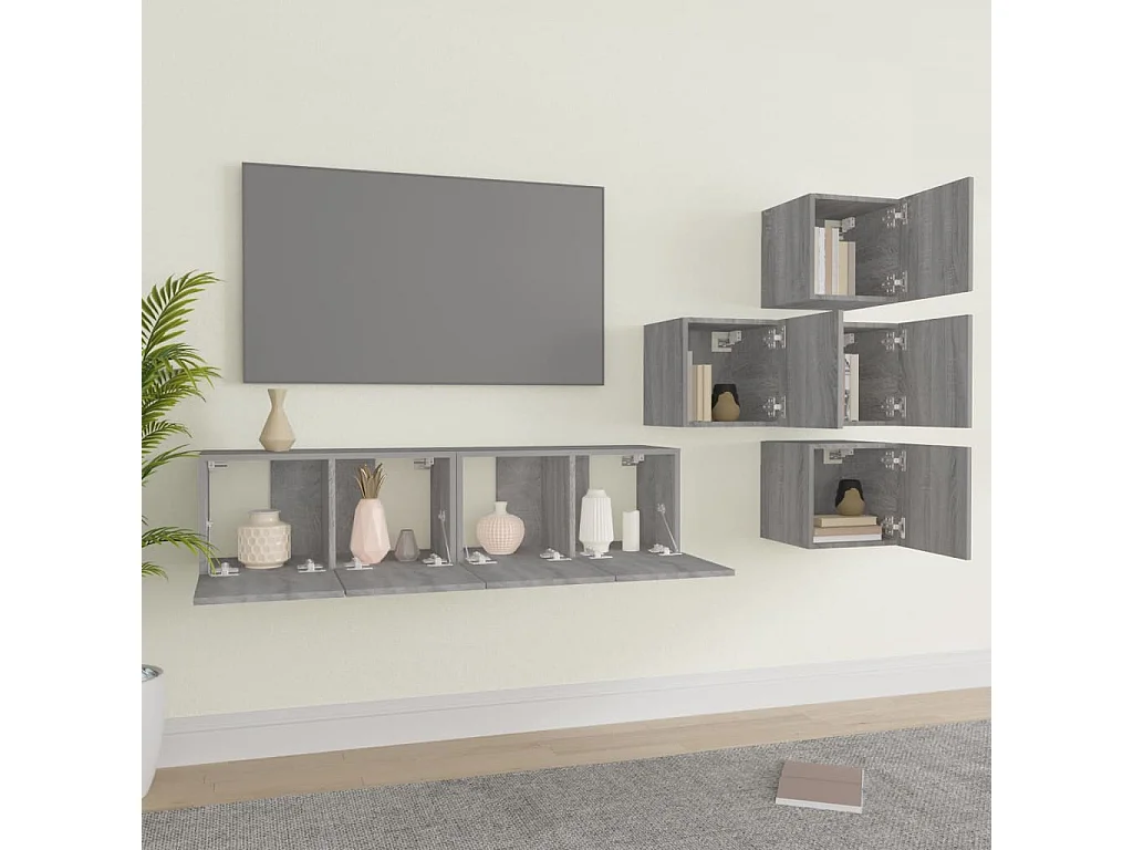Ensemble de meubles TV 6 pièces Sonoma gris Bois d'ingénierie