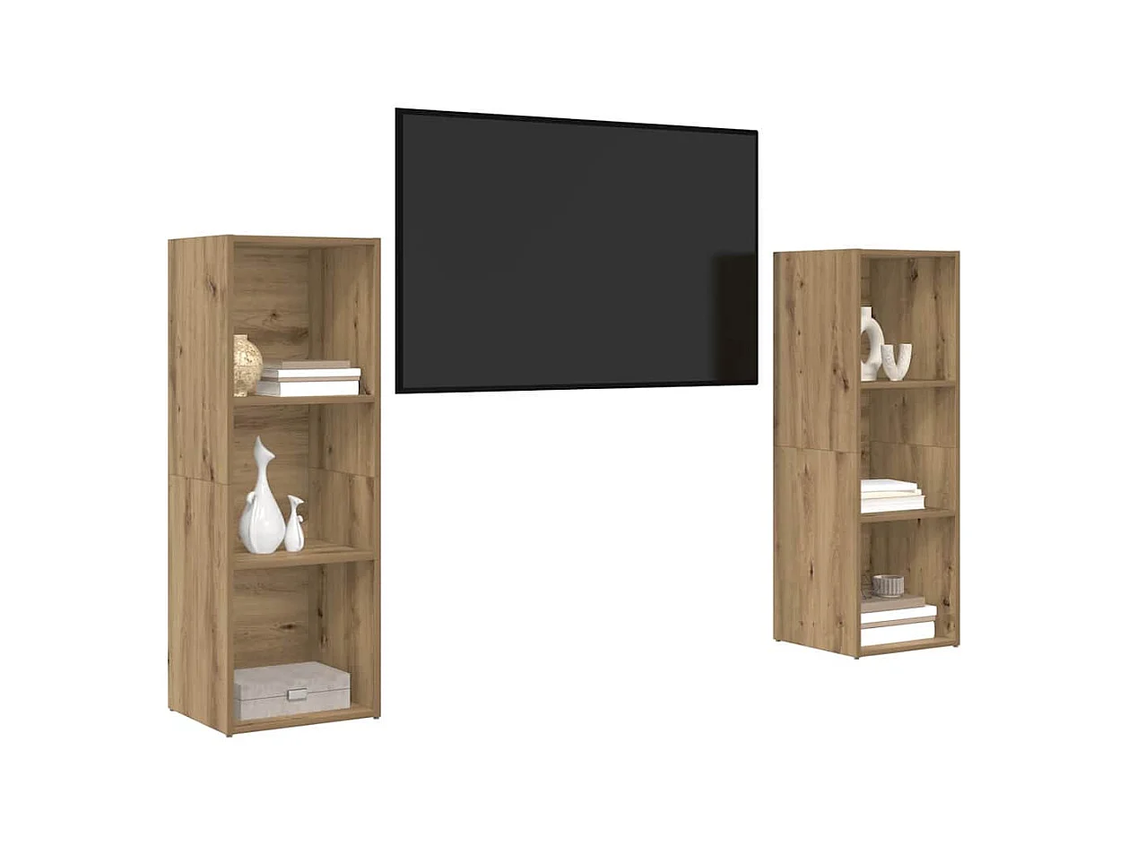 Ensemble meuble TV 2 pièces chêne artisanal 107 x 35 x 37 cm
