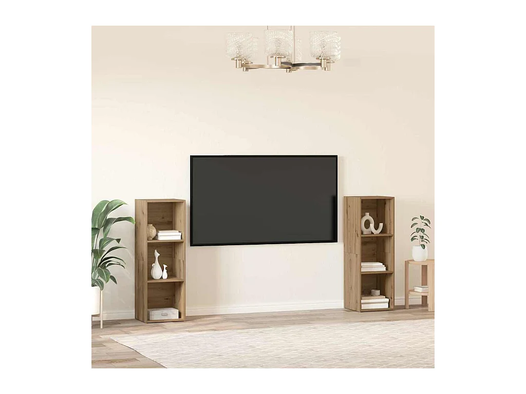 Ensemble meuble TV 2 pièces chêne artisanal 107 x 35 x 37 cm