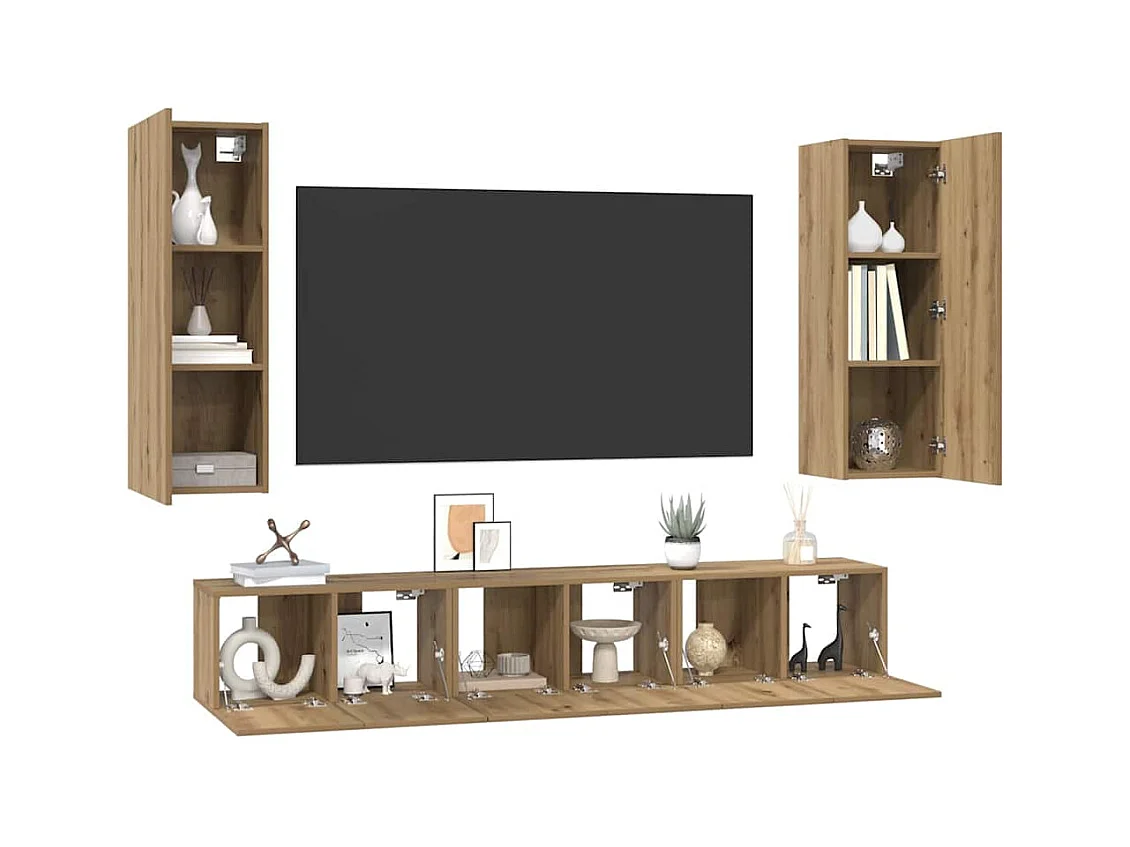 Ensemble meuble TV 4 pièces chêne artisanal 30,5 x 30 x 90 cm