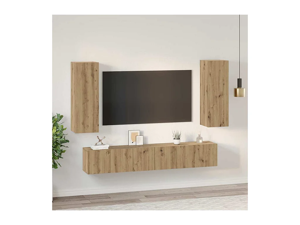 Ensemble meuble TV 4 pièces chêne artisanal 30,5 x 30 x 90 cm