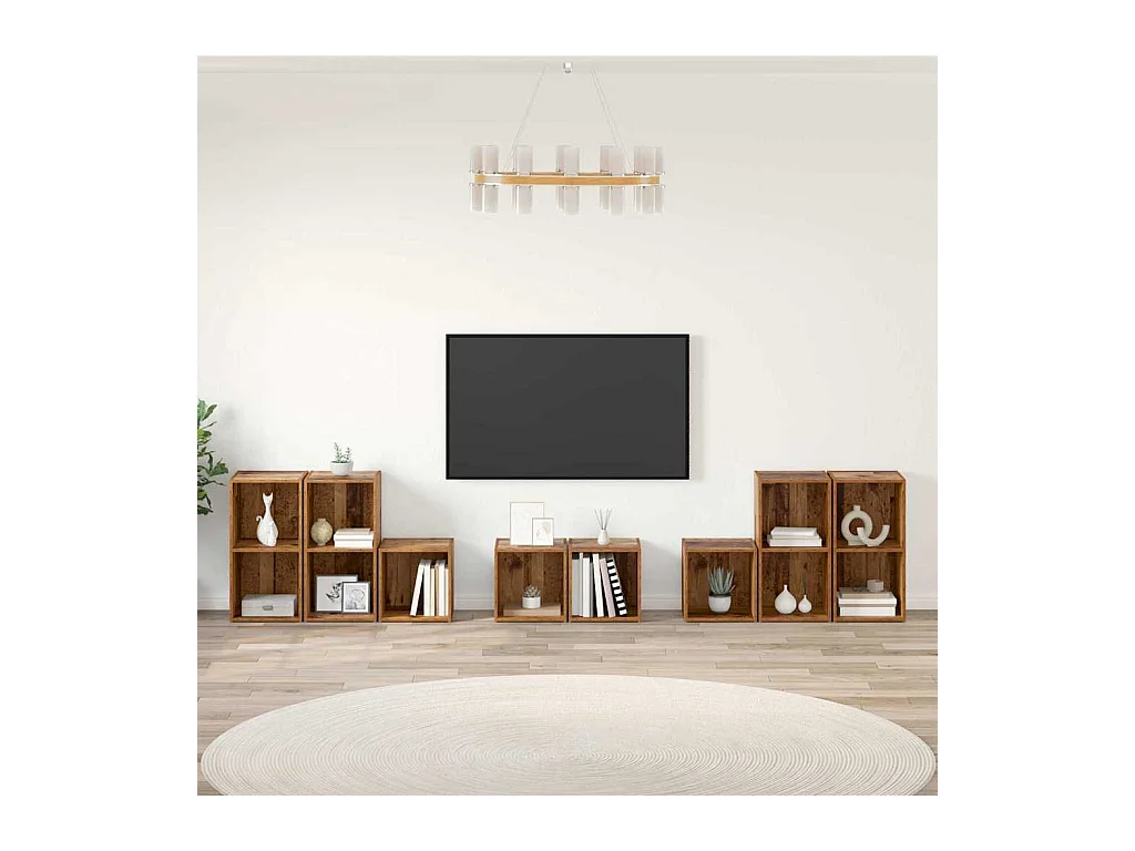 Ensemble de meubles TV 8 pièces Bois Ancien 37 x 35 x 72 cm