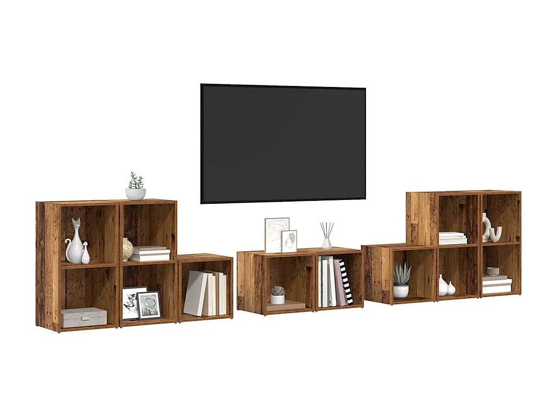 Ensemble de meubles TV 8 pièces Bois Ancien 37 x 35 x 72 cm