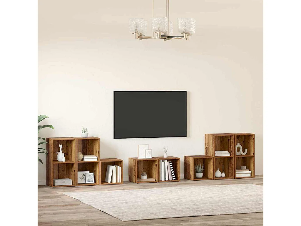 Ensemble de meubles TV 8 pièces Bois Ancien 37 x 35 x 72 cm