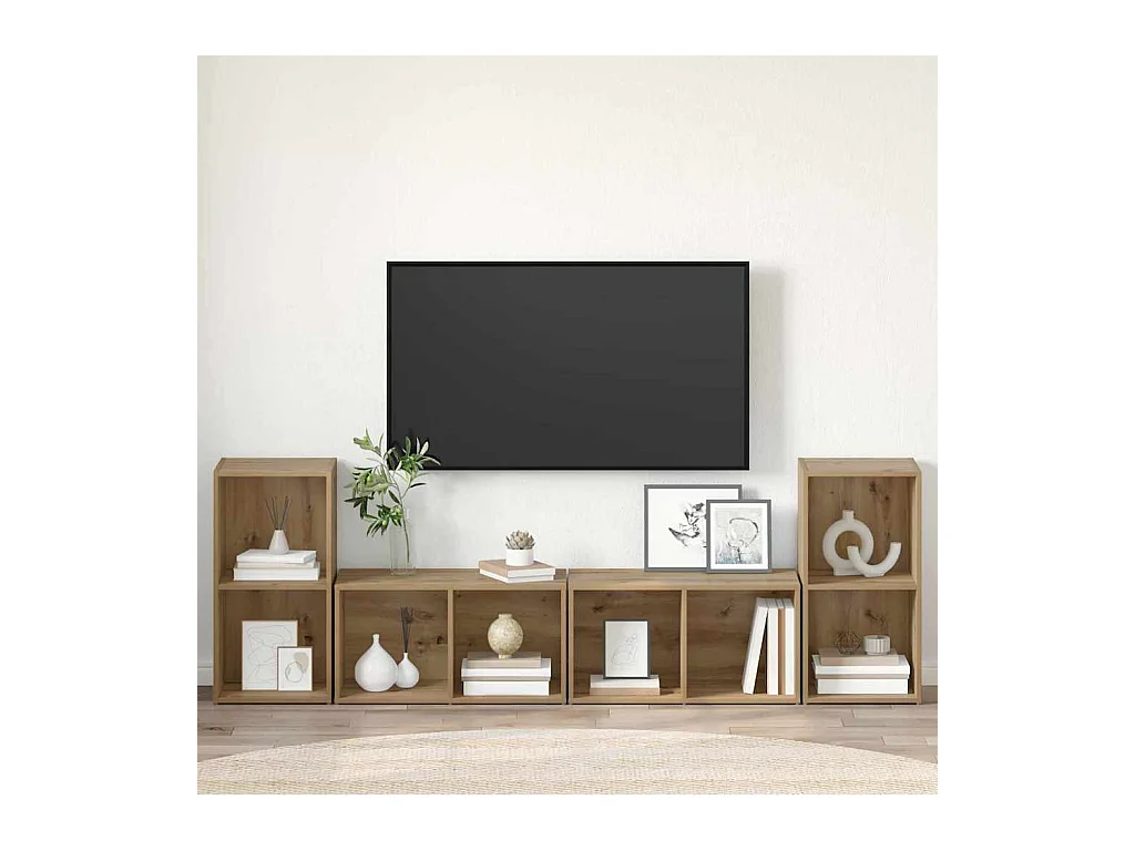 Ensemble meuble TV 4 pièces chêne artisanal 37 x 35 x 72 cm