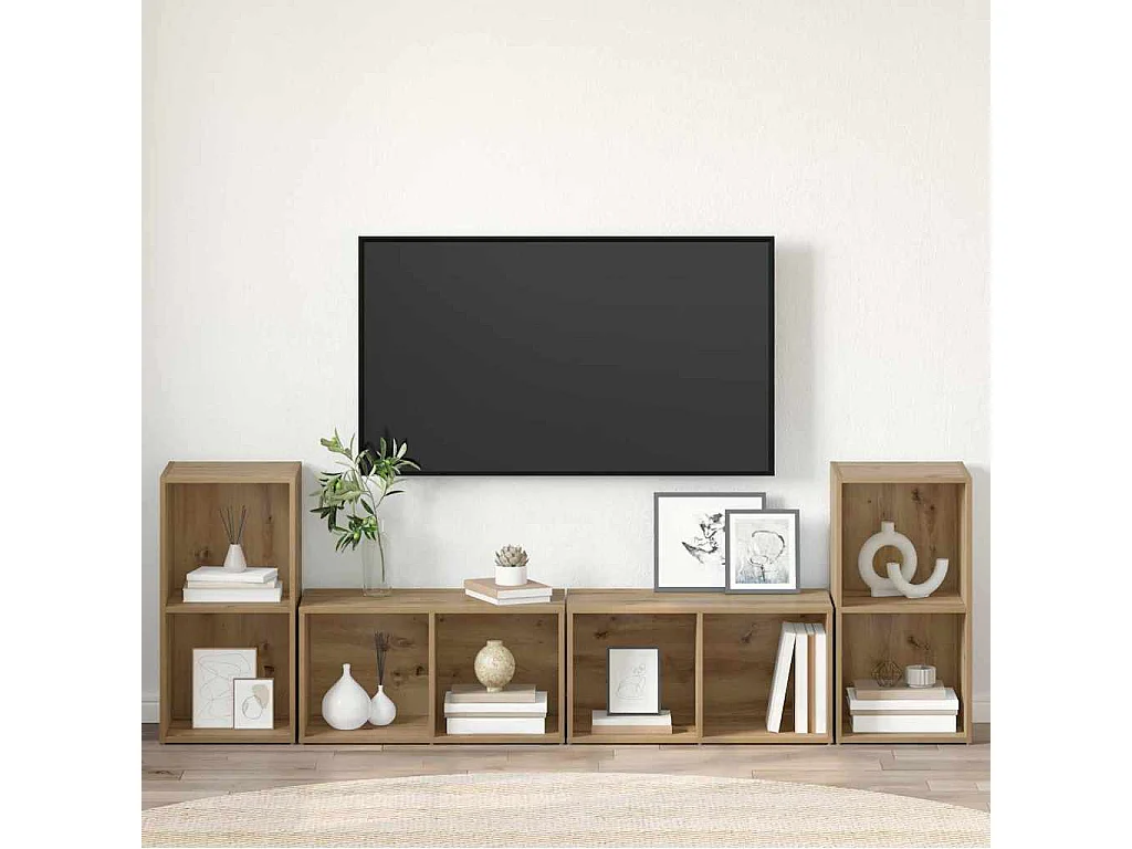 Ensemble meuble TV 4 pièces chêne artisanal 37 x 35 x 72 cm