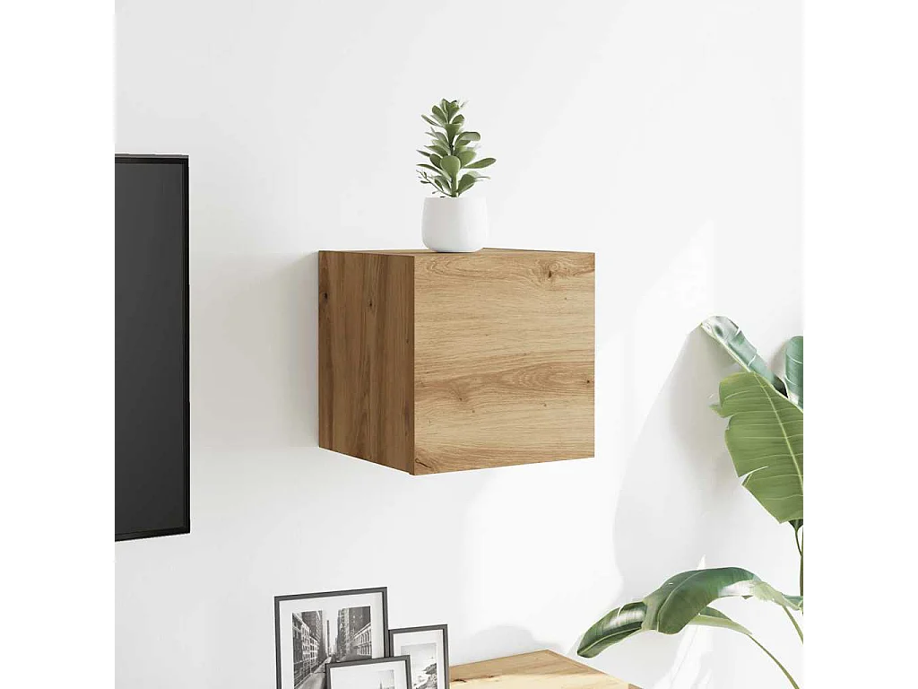 Meuble TV mural chêne artisanal 30,5x30x30 cm