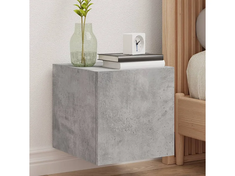 Meuble TV mural avec lumières LED gris béton 30,5x35x30 cm
