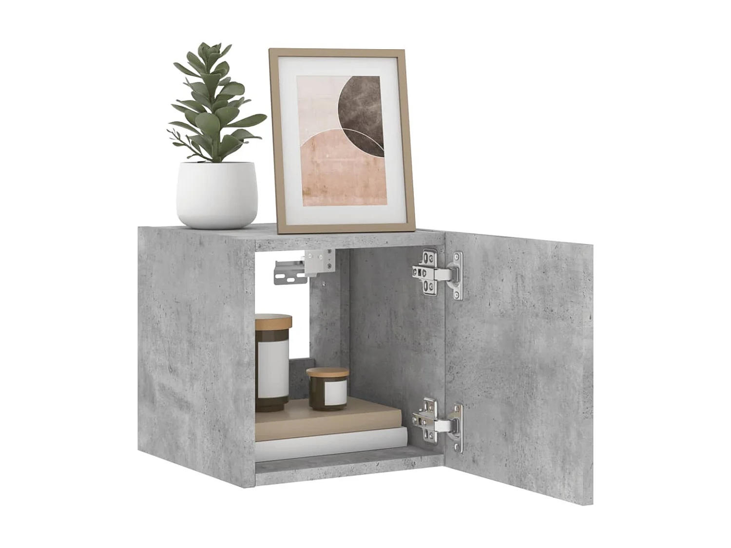 Meuble TV mural avec lumières LED gris béton 30,5x35x30 cm