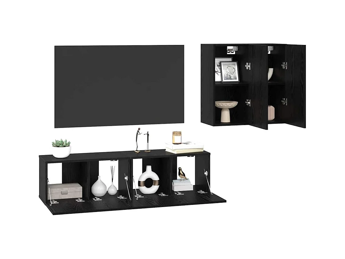 Conjunto de móvel de TV 4 peças Carvalho preto 120 x 30 x 30 cm
