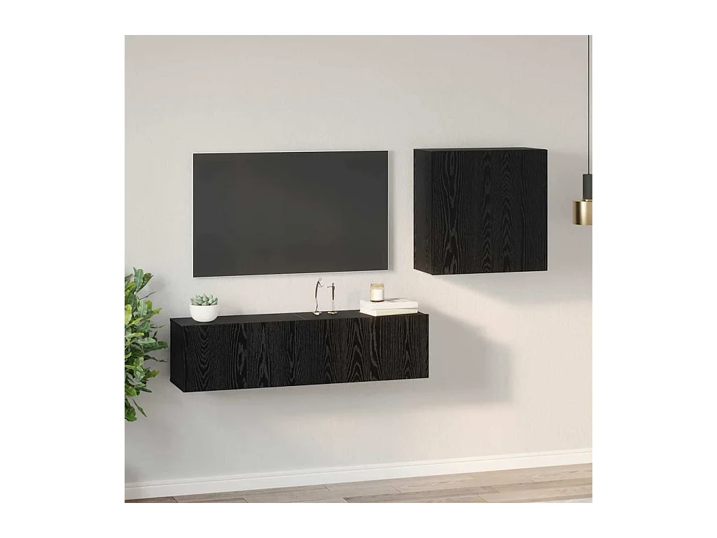 Conjunto de móvel de TV 4 peças Carvalho preto 120 x 30 x 30 cm